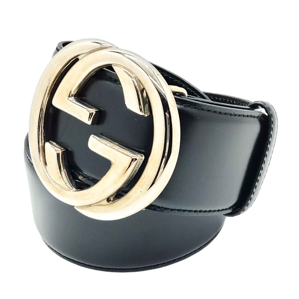 Gucci Belt Black Silver Leather